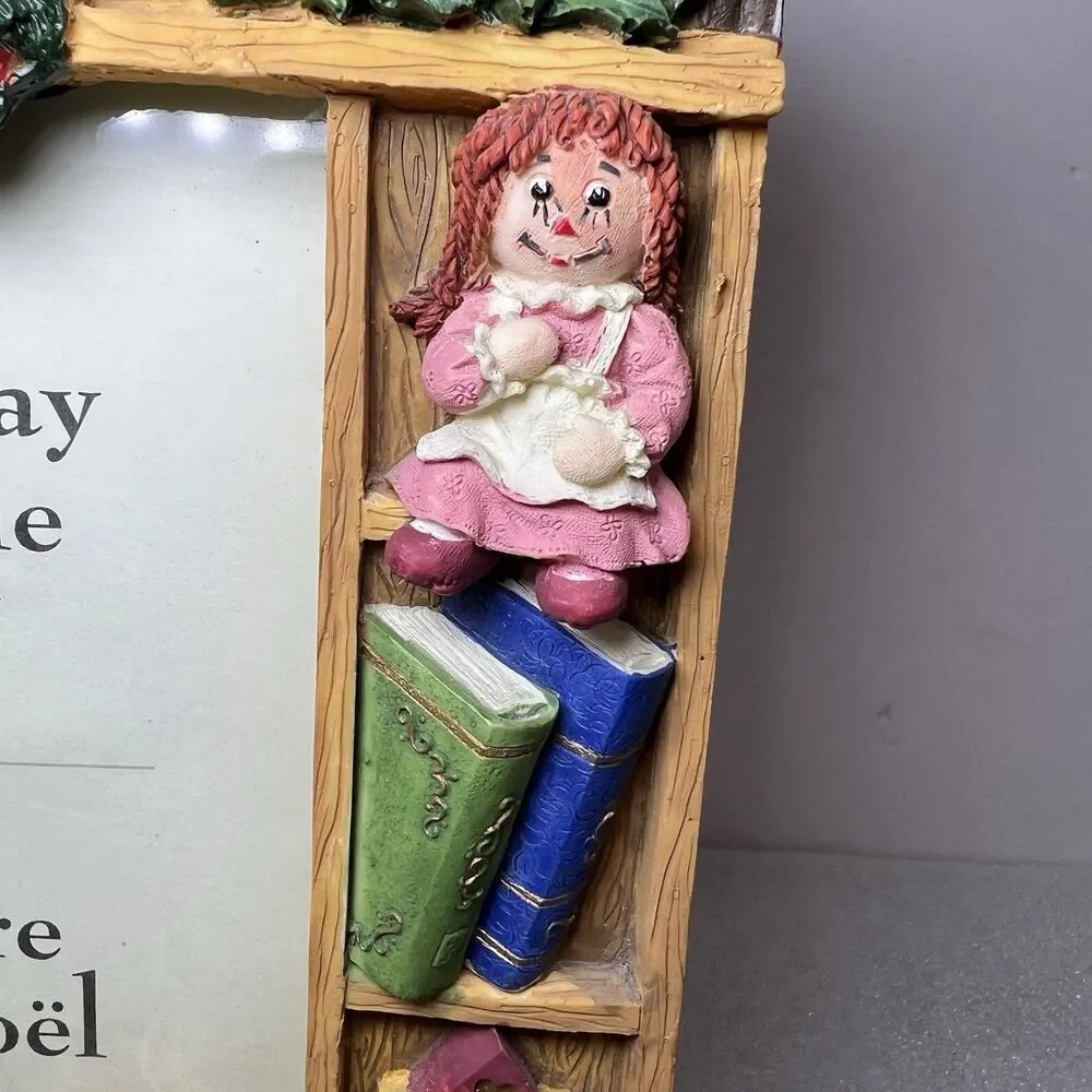 Vnt Raggedy Ann Christmas Holiday Tradition Photo Frame Bears Resin 4x6 Photo